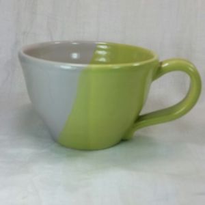 Handmade Studio Art Pottery Gray & Green MUG 16 oz